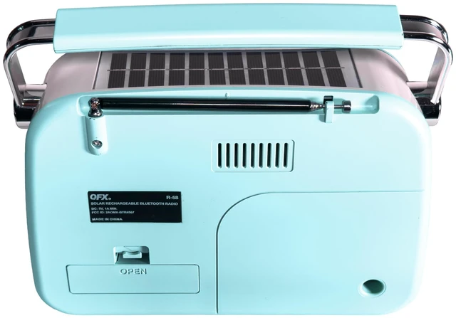 Alt view image 7 of 7 - Retro AM FM SW Portable Bluetooth Radio with Solar Panel, R-58, Blue Rechargeable Battery, Supplemental Solar Charging, USB TF MP3 Player, Compact Utility Radio