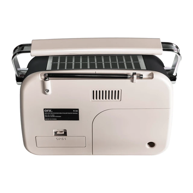 Alt view image 7 of 7 - Retro AM FM SW Portable Bluetooth Radio with Solar Panel, R-58, Ivory Rechargeable Battery, Supplemental Solar Charging, USB TF MP3 Player, Compact Utility Radio