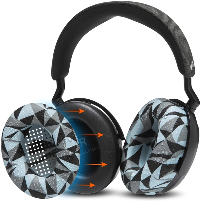 Main image of SweatZ Momentum 4 & 5 - Patented Covers for Sennheiser Momentum Wireless Made by Wicked Cushions Made with Premium Silicone, Sweatproof & Easily Washable Geo Grey