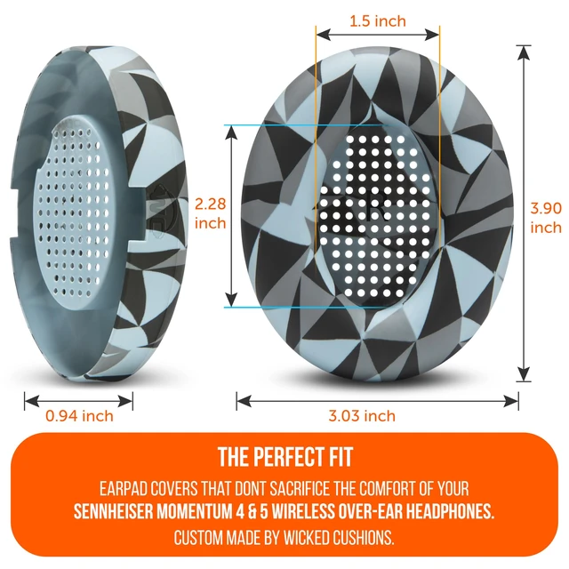 Alt view image 6 of 7 - SweatZ Momentum 4 & 5 - Patented Covers for Sennheiser Momentum Wireless Made by Wicked Cushions Made with Premium Silicone, Sweatproof & Easily Washable Geo Grey