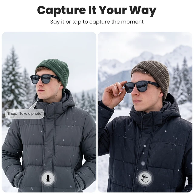 Alt view image 2 of 7 - AI Smart Glasses, Video Recording, Real-Time Voice Translator, Open-Ear Audio, Bluetooth & Voice Assistant, Wearable Camera Sunglasses