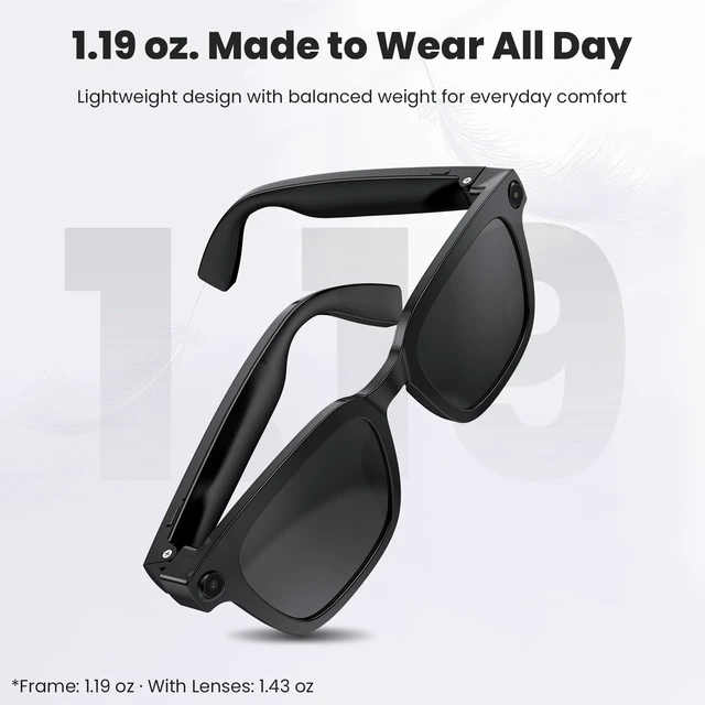 Alt view image 6 of 7 - AI Smart Glasses, Video Recording, Real-Time Voice Translator, Open-Ear Audio, Bluetooth & Voice Assistant, Wearable Camera Sunglasses