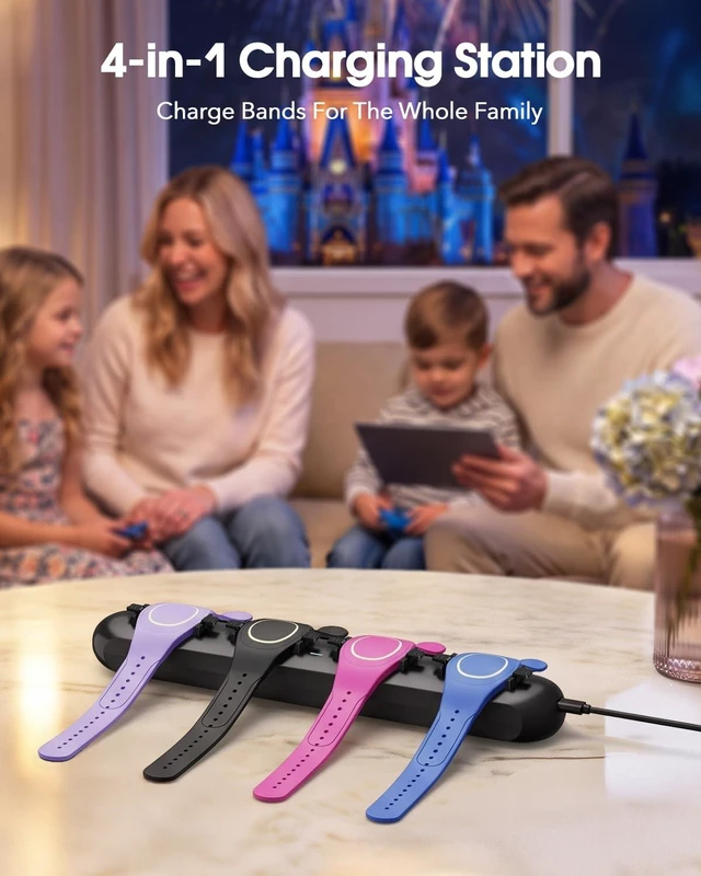 Alt view image 2 of 7 - 4-in-1 Magic Band+ Charging Station for Disney MagicBand Plus Charger, Dock 90-Min Fast Charge 4 Bands, No More Taking Turns, Portable USB-C Dock for Disneyland Family Trip Essentials