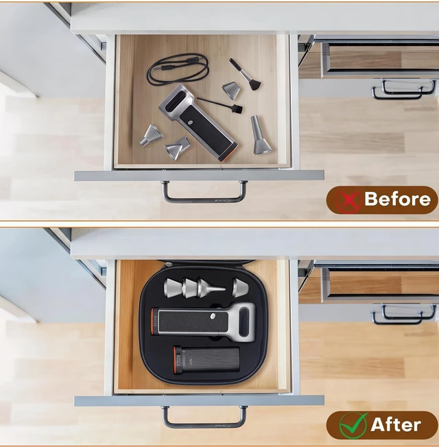Alt view image 3 of 7 - Travel Case Compatible with WOLFBOX MF200 Compressed Air Duster and Battery Pack - Custom Foam Organizer for Blower Tool & Accessories (Only Case) (Black)