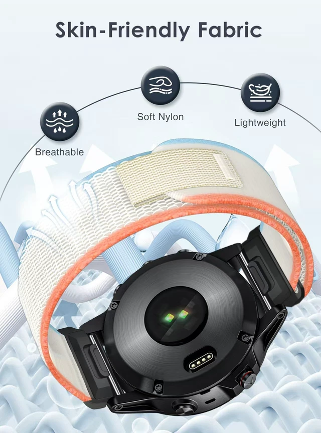 Alt view image 4 of 7 - Quickfit 26mm Watch Bands Compatible with Garmin Fenix 9/8 51mm/7X/6X Band Nylon Sports Adjustable Straps for Garmin Fenix 9 8/9 8 Pro 51mm/7X Pro/6X Pro/5X Plus/3/3HR/Tactix Delta