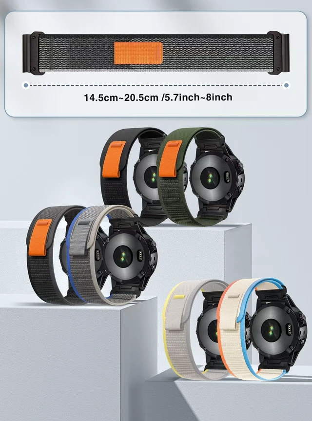 Alt view image 7 of 7 - Quickfit 26mm Watch Bands Compatible with Garmin Fenix 9/8 51mm/7X/6X Band Nylon Sports Adjustable Straps for Garmin Fenix 9 8/9 8 Pro 51mm/7X Pro/6X Pro/5X Plus/3/3HR/Tactix Delta
