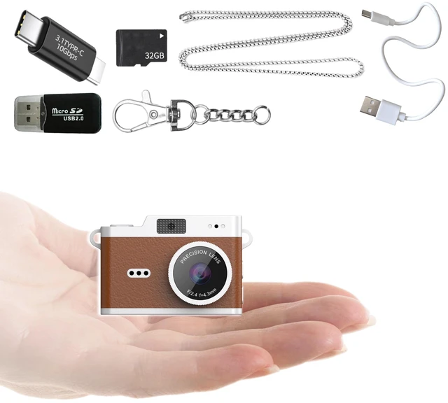 Main image of Keychain Digital Camera,Mini Digital Camera with 32GB Card,Video Recording,Bag Charms, Compact Micro Thumb Camera,Photography Cameras for Beginners Teens and Adults (Brown)