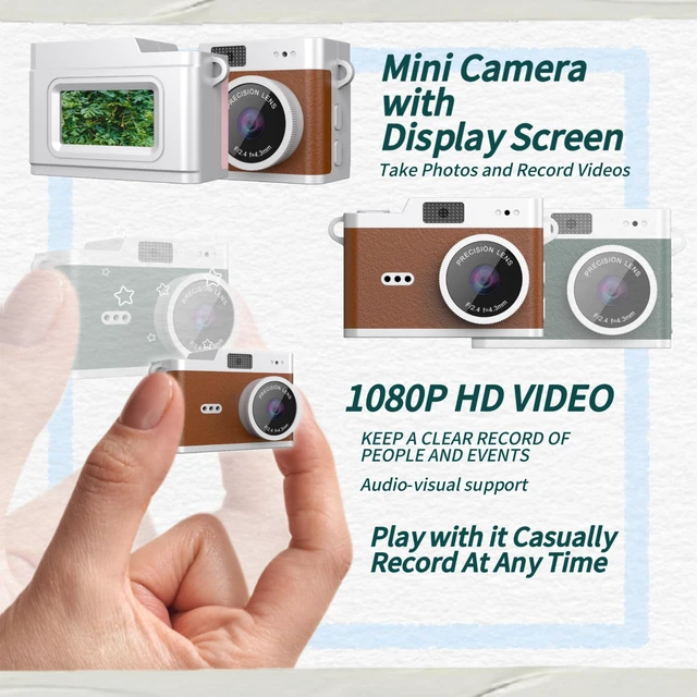 Alt view image 4 of 7 - Keychain Digital Camera,Mini Digital Camera with 32GB Card,Video Recording,Bag Charms, Compact Micro Thumb Camera,Photography Cameras for Beginners Teens and Adults (Brown)