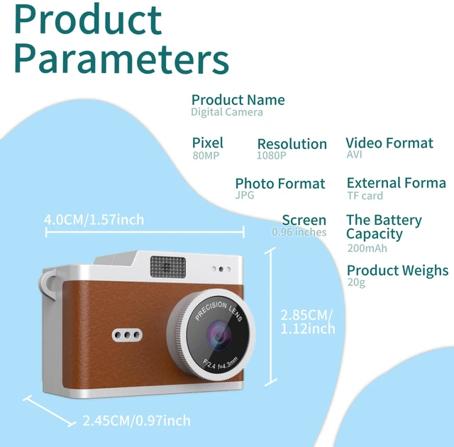 Alt view image 5 of 7 - Keychain Digital Camera,Mini Digital Camera with 32GB Card,Video Recording,Bag Charms, Compact Micro Thumb Camera,Photography Cameras for Beginners Teens and Adults (Brown)