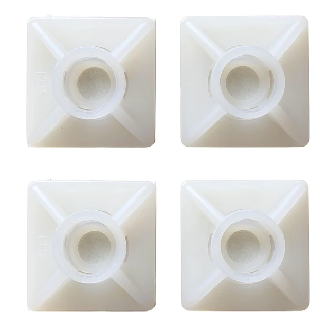 Alt view image 3 of 7 - White Adhesive Zip Tie Mounts 100 Pack, 3/4 Inch Mounting squares Self-Adhesive Cable Tie Mount Bases for Wire Bundling - UV Resistant Zip Tie Anchors, No Drilling Needed
