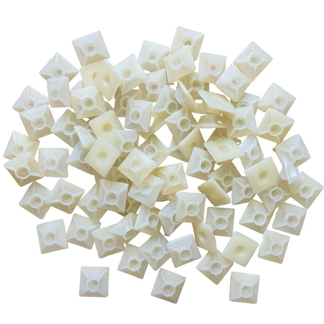 Alt view image 4 of 7 - White Adhesive Zip Tie Mounts 100 Pack, 3/4 Inch Mounting squares Self-Adhesive Cable Tie Mount Bases for Wire Bundling - UV Resistant Zip Tie Anchors, No Drilling Needed
