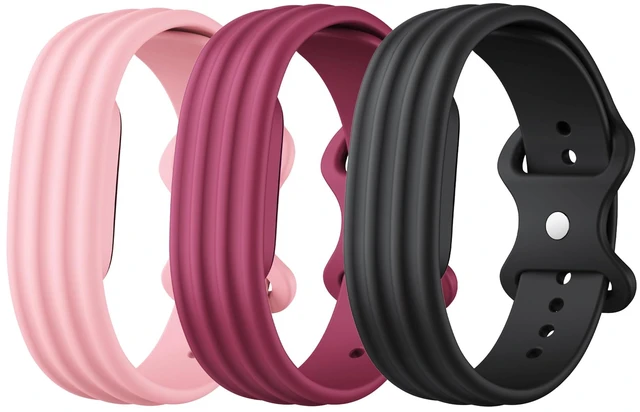 Main image of Active Bands for Fitbit Air, 3 Pack, Large, Black+Light pink+Violet Workout-Friendly, Soft Silicone, Sport Strap, For Women Men