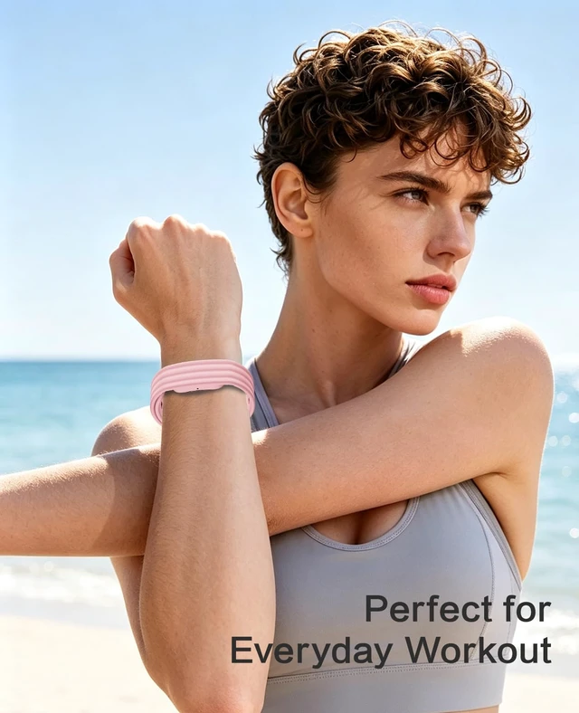 Alt view image 6 of 7 - Active Bands for Fitbit Air, 3 Pack, Large, Black+Light pink+Violet Workout-Friendly, Soft Silicone, Sport Strap, For Women Men