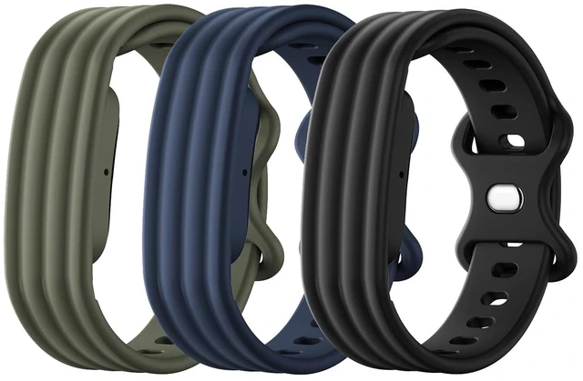 Main image of Active Bands for Fitbit Air, 3 Pack, Small, Black+Green+Navy Workout-Friendly, Soft Silicone, Sport Strap, For Women Men