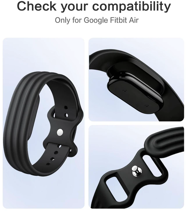 Alt view image 2 of 7 - Active Bands for Fitbit Air, 3 Pack, Small, Black+Green+Navy Workout-Friendly, Soft Silicone, Sport Strap, For Women Men
