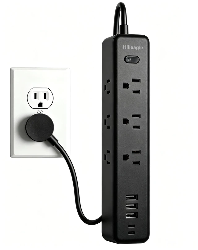 Main image of Power Strip Desktop Extension Cord with Multiple Outlets USB C Charge Ports High Surge Protection, 6FT Long Cord - Mountable 3 Side Design 9 AC Outlets,5 USB (2 USB C) Ports - Office, Dorm Essentials