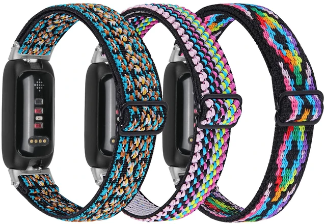 Main image of 3 Pack Stretch Bands Compatible with Fitbit Inspire 3 Band Nylon Strap Floral Breathable Adjustable Stretchy Loop Wristband Intended for Fitbit Inspire 3 (3A)