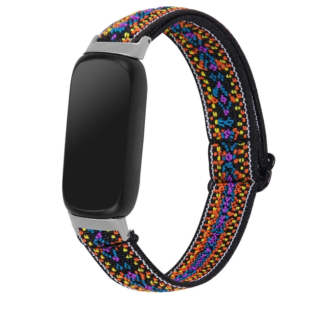 Alt view image 5 of 7 - 3 Pack Stretch Bands Compatible with Fitbit Inspire 3 Band Nylon Strap Floral Breathable Adjustable Stretchy Loop Wristband Intended for Fitbit Inspire 3