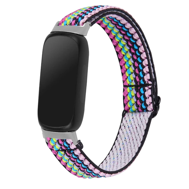 Alt view image 4 of 7 - 3 Pack Stretch Bands Compatible with Fitbit Inspire 3 Band Nylon Strap Floral Breathable Adjustable Stretchy Loop Wristband Intended for Fitbit Inspire 3 (3A)
