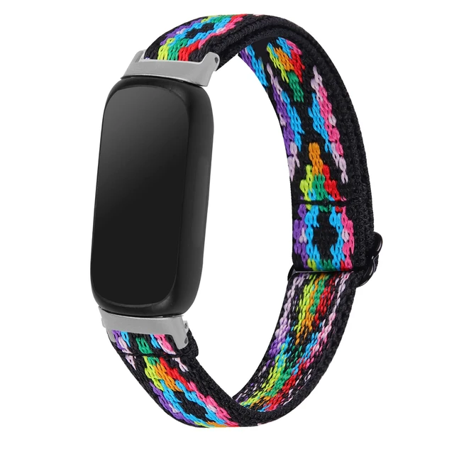 Alt view image 7 of 7 - 3 Pack Stretch Bands Compatible with Fitbit Inspire 3 Band Nylon Strap Floral Breathable Adjustable Stretchy Loop Wristband Intended for Fitbit Inspire 3 (3A)