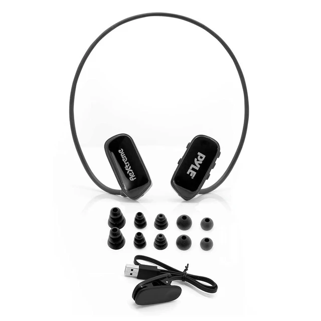 Alt view image 3 of 5 - MP3 Player Bluetooth Headphone - Waterproof Swim IPX8 Flexible Wrap-Around Style Headphones Built-in Rechargeable Battery Bluetooth w/ 8GB Flash Memory & Replacement Earbuds - PSWP28BK Black