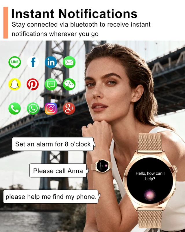 Alt view image 2 of 7 - Smart Watches for Women, 1.27" TFT Touchscreen Smartwatch Answer/Make Call, Activity Fitness Trackers with 120+ Sports/HR/Sleep/SpO2 Monitor, IP68 Waterproof for Android iOS (Rose Gold)