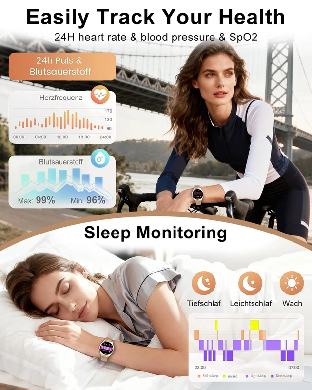 Alt view image 3 of 7 - Smart Watches for Women, 1.27" TFT Touchscreen Smartwatch Answer/Make Call, Activity Fitness Trackers with 120+ Sports/HR/Sleep/SpO2 Monitor, IP68 Waterproof for Android iOS (Rose Gold)