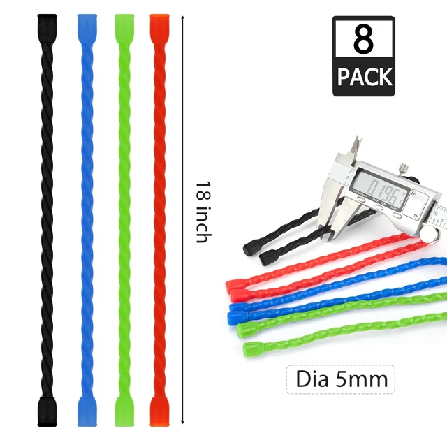 Alt view image 2 of 7 - 8PCS Silicone Twist Ties 18-Inch Reusable Cable Ties Steel-Core Straps Organizer All Purpose Bendable Cord Tie for Indoor Outdoor Bundling Holding Securing and Wrapping Cables (4 Colors)