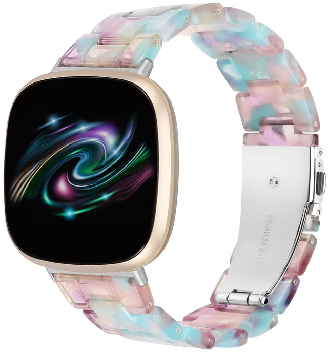 Main image of Resin Band Compatible with Fitbit Versa 4 3/Sense 2/Sense Bands Cute Fashion Lightweight Wristband Strap Accessories for Versa 3/Versa 4/Sense/Sense 2 Bands for Women Men