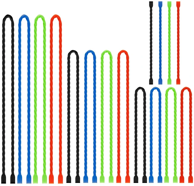 Main image of 16 PCS Silicone Twist Ties Reusable Cable Ties Steel-Core Straps for Organizing Bundling and Holding All Purpose Bendable Cord Tie for Indoor Outdoor 6 12 18 24 Inch (4 Colors)
