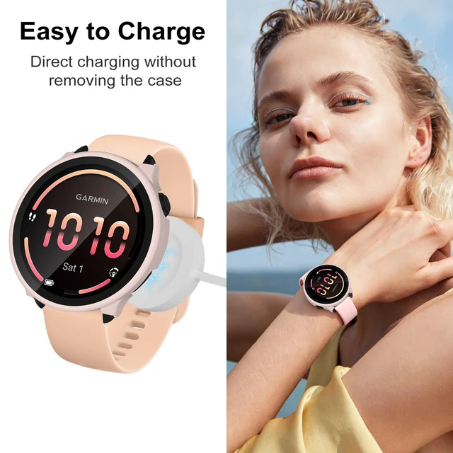 Alt view image 6 of 7 - Case Compatible with Garmin vivoactive 6 with Screen Protector, 4-Pack Hard PC Cover HD Tempered Glass Case Anti-scratch Full Protection Shell for Garmin vivoactive 6 (Black+Blue+Green+Clear)