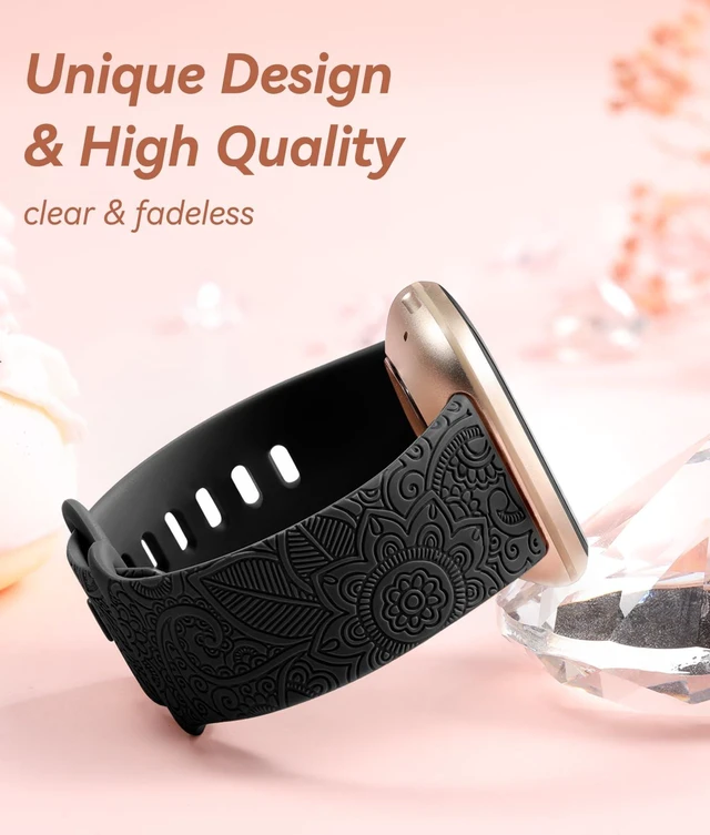 Alt view image 2 of 7 - Floral Bands Compatible with Fitbit Versa 4/Sense 2/Sense/Versa 3 Cute Fancy Boho Floral Pattern Bands Compatible with Fitbit Versa 4 Bands for Women/Sense 2 Bands Women/Sense Bands/Versa 3