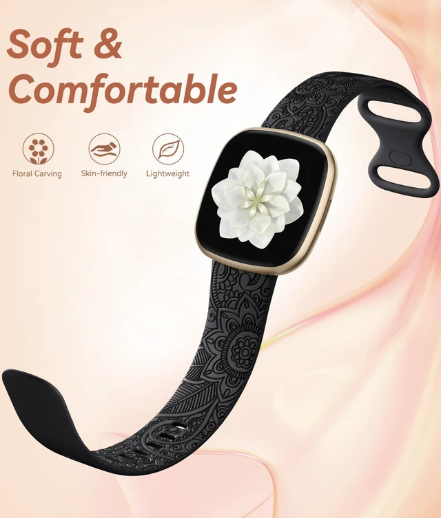 Alt view image 3 of 7 - Floral Bands Compatible with Fitbit Versa 4/Sense 2/Sense/Versa 3 Cute Fancy Boho Floral Pattern Bands Compatible with Fitbit Versa 4 Bands for Women/Sense 2 Bands Women/Sense Bands/Versa 3