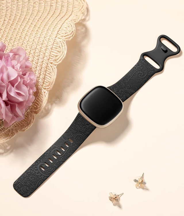 Alt view image 7 of 7 - Floral Bands Compatible with Fitbit Versa 4/Sense 2/Sense/Versa 3 Cute Fancy Boho Floral Pattern Bands Compatible with Fitbit Versa 4 Bands for Women/Sense 2 Bands Women/Sense Bands/Versa 3
