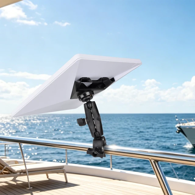 Alt view image 3 of 6 - Starlink Mini Clamp Mount with Adapter Mount Adjustable 360° Ball Head Bracket for Starlink Mini, Heavy Duty Clamp Mount for RV Ladder, Roof Rack, Pole, Boat Rail