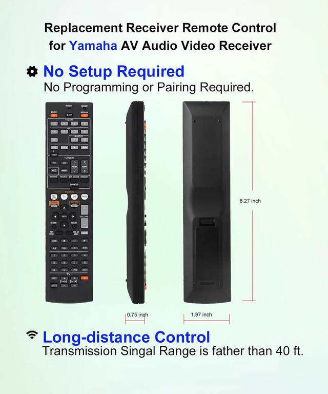 Alt view image 2 of 6 - Replacement for Yamaha AV Receiver Remote Control Universal RX-V367 RAV463 ZA11350 RX-V375 RX-V677 RX-V371 RAV331 WT92670 RX-V373 RAV432 RX-V577 RAV494 HTR-3063 RX-V473 RAV293 WR00270 RAV521
