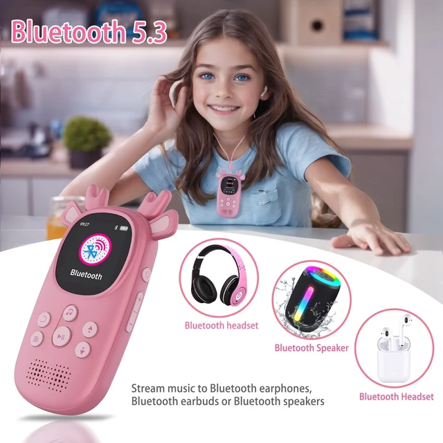 Alt view image 4 of 7 - 64GB MP3 Players for Kids Cute Reindeer Portable Bluetooth Kid MP3 Player Child Music MP3 Player with Bluetooth 5.3,Speaker, FM Radio, Alarm Clock, Voice Recorder, Stopwatch (Support up to 128GB)