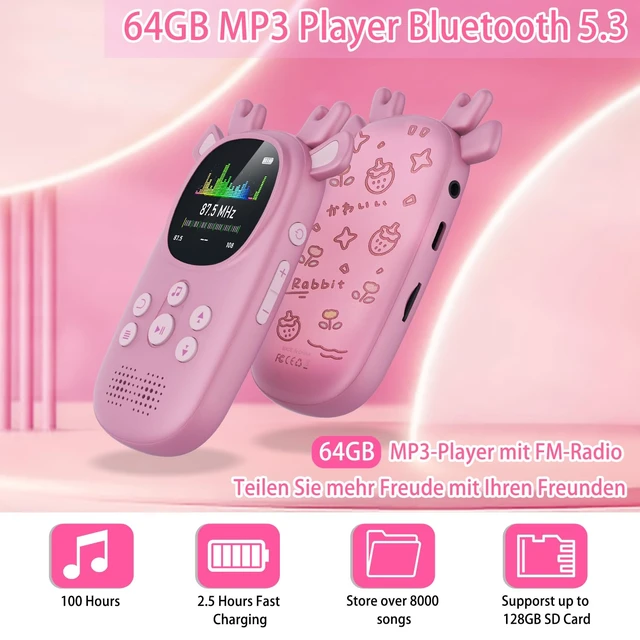 Alt view image 6 of 7 - 64GB MP3 Players for Kids Cute Reindeer Portable Bluetooth Kid MP3 Player Child Music MP3 Player with Bluetooth 5.3,Speaker, FM Radio, Alarm Clock, Voice Recorder, Stopwatch (Support up to 128GB)