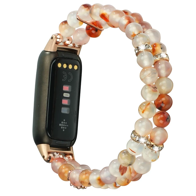 Alt view image 2 of 6 - Compatible with Fitbit Luxe Bands,Fashion Handmade Elastic Stretch Pearl Bracelet Women Replacement Strap for Fitbit Luxe accssorises