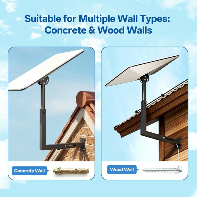 Alt view image 3 of 7 - Starlink Mount for Standard 4/4X/Gen 3, Adjustable Telescoping Bracket Adjustable Starlink Wall Mount Gen 3/V3 with Telescoping Arm, Rustproof, Weatherproof for Concrete/Wood Walls