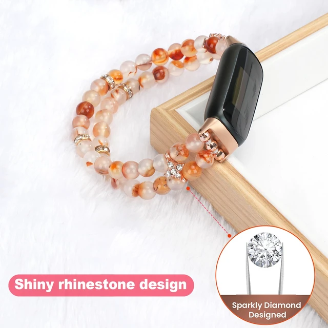 Alt view image 4 of 6 - Compatible with Fitbit Luxe Bands,Fashion Handmade Elastic Stretch Pearl Bracelet Women Replacement Strap for Fitbit Luxe accssorises