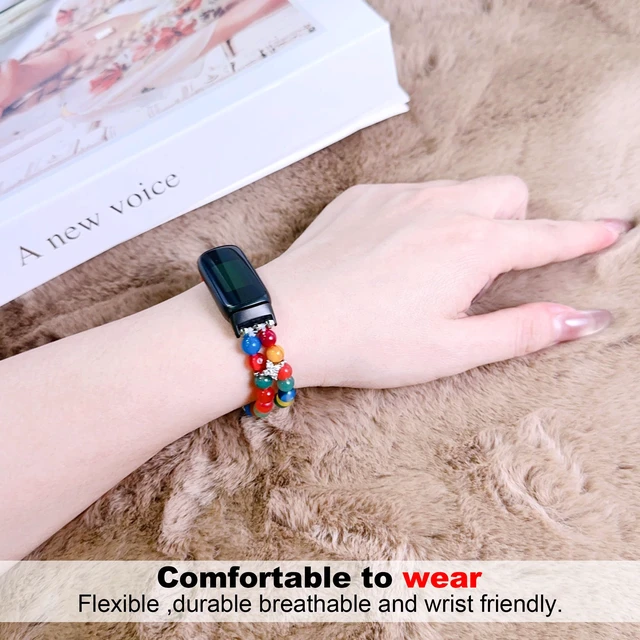 Alt view image 2 of 7 - Compatible with Fitbit Luxe Bands,Fashion Handmade Elastic Stretch Pearl Bracelet Women Replacement Strap for Fitbit Luxe accssorises
