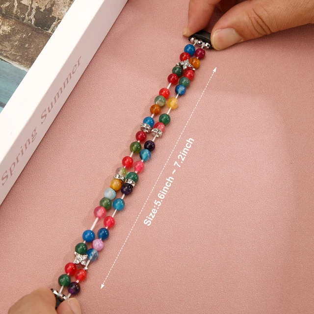 Alt view image 5 of 7 - Compatible with Fitbit Luxe Bands,Fashion Handmade Elastic Stretch Pearl Bracelet Women Replacement Strap for Fitbit Luxe accssorises