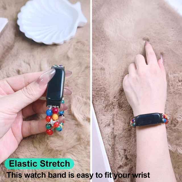 Alt view image 6 of 7 - Compatible with Fitbit Luxe Bands,Fashion Handmade Elastic Stretch Pearl Bracelet Women Replacement Strap for Fitbit Luxe accssorises