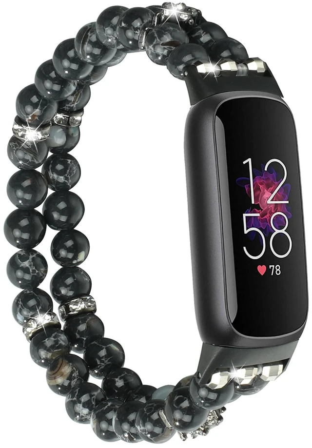 Main image of Compatible with Fitbit Luxe Bands,Fashion Handmade Elastic Stretch Pearl Bracelet Women Replacement Strap for Fitbit Luxe accssorises