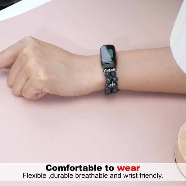 Alt view image 3 of 6 - Compatible with Fitbit Luxe Bands,Fashion Handmade Elastic Stretch Pearl Bracelet Women Replacement Strap for Fitbit Luxe accssorises