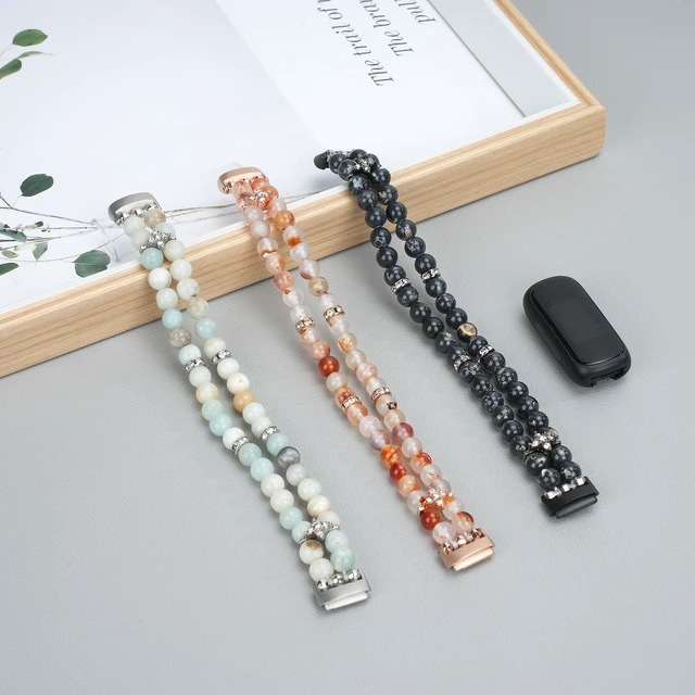 Alt view image 6 of 6 - Compatible with Fitbit Luxe Bands,Fashion Handmade Elastic Stretch Pearl Bracelet Women Replacement Strap for Fitbit Luxe accssorises