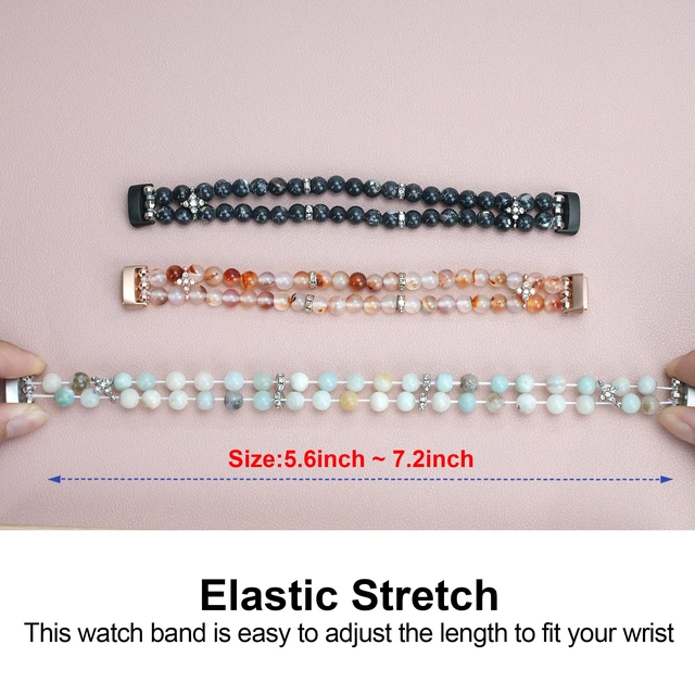 Alt view image 5 of 6 - Compatible with Fitbit Luxe Bands,Fashion Handmade Elastic Stretch Pearl Bracelet Women Replacement Strap for Fitbit Luxe accssorises
