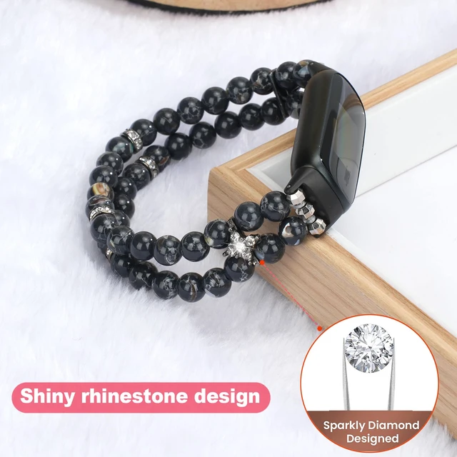 Alt view image 4 of 6 - Compatible with Fitbit Luxe Bands,Fashion Handmade Elastic Stretch Pearl Bracelet Women Replacement Strap for Fitbit Luxe accssorises