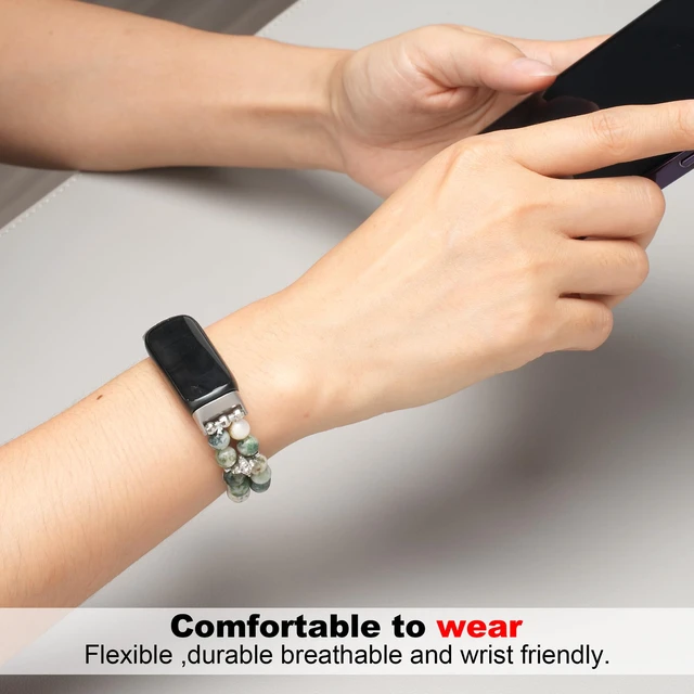 Alt view image 3 of 7 - Compatible with Fitbit Luxe Bands,Fashion Handmade Elastic Stretch Pearl Bracelet Women Replacement Strap for Fitbit Luxe accssorises